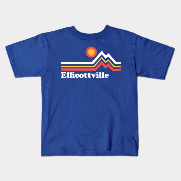 Ellicottville NY Retro Vintage Mountain Kids T-Shirt by PodDesignShop